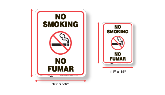 NO FUMAR NO SMOKING 8"x2" Engraved Red with White Letters Sign 